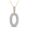 10k Yellow Gold Mens Round Diamond Number 0 Charm Pendant 1-5/8 Cttw