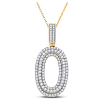  10k Yellow Gold Mens Round Diamond Number 0 Charm Pendant 1-5/8 Cttw