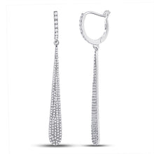  14k White Gold Womens Round Diamond Drop Dangle Earrings 3/4 Cttw