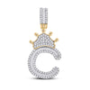 10k Yellow Gold Mens Baguette Diamond Crown C Letter Charm Pendant 5/8 Cttw