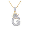 10k Yellow Gold Mens Baguette Diamond Crown G Letter Charm Pendant 3/4 Cttw