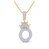 10k Yellow Gold Mens Baguette Diamond Crown O Letter Charm Pendant 3/4 Cttw