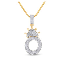  10k Yellow Gold Mens Baguette Diamond Crown O Letter Charm Pendant 3/4 Cttw
