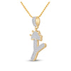 10k Yellow Gold Mens Baguette Diamond Crown Y Letter Charm Pendant 1/2 Cttw
