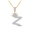 10k Yellow Gold Mens Baguette Diamond Crown Z Letter Charm Pendant 3/4 Cttw