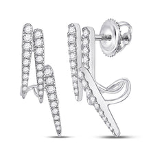  14k White Gold Womens Round Diamond Fashion Earrings 5/8 Cttw