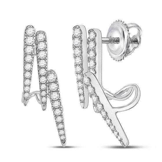 14k White Gold Womens Round Diamond Fashion Earrings 5/8 Cttw