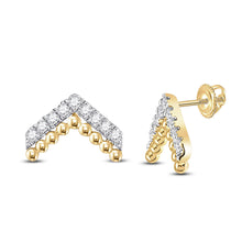  14k Yellow Gold Womens Round Diamond Fashion Earrings 1/5 Cttw