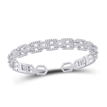  14k White Gold Womens Baguette Diamond Bangle Bracelet 2-1/2 Cttw