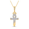 10k Yellow Gold Mens Round Diamond Ankh Nail Cross Charm Pendant 1/2 Cttw
