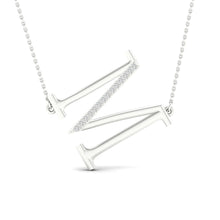  10k White Gold Womens Round Diamond Initial M Letter Necklace 1/20 Cttw