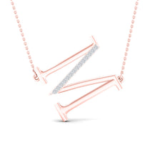  10k Rose Gold Womens Round Diamond Initial M Letter Necklace 1/20 Cttw