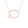 10k Rose Gold Womens Round Diamond Initial Q Letter Necklace 1/20 Cttw