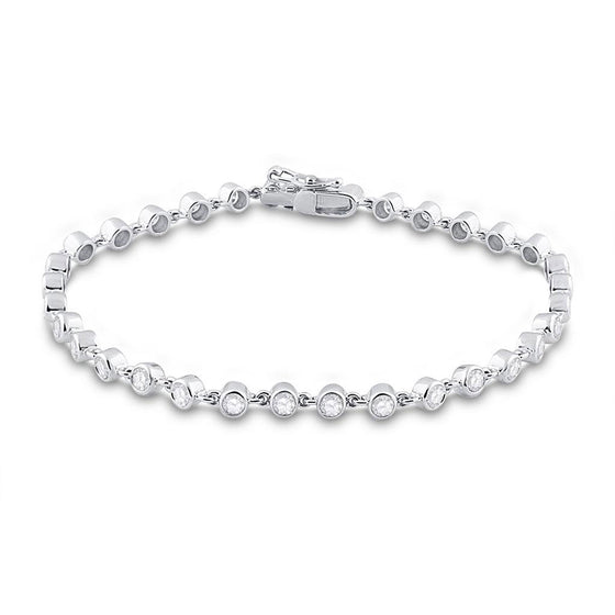 14k White Gold Womens Round Diamond Tennis Bracelet 1-3/4 Cttw