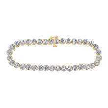  14k Yellow Gold Mens Round Diamond Cluster Bracelet 2 Cttw
