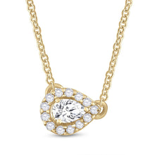  14k Yellow Gold Womens Pear Diamond Solitaire Necklace 1/6 Cttw