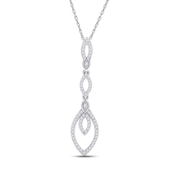 10k White Gold Womens Round Diamond Dangle Fashion Pendant 1/5 Cttw