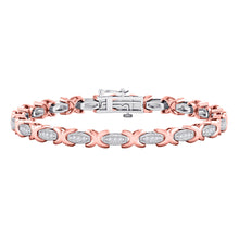  10k Two-tone Gold Womens Round Diamond Link Bracelet 1/2 Cttw