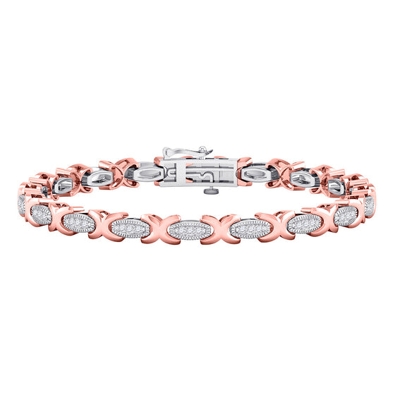 10k Two-tone Gold Womens Round Diamond Link Bracelet 1/2 Cttw