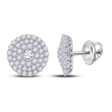  14k White Gold Womens Round Diamond Cluster Earrings 1 Cttw
