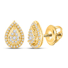  14k Yellow Gold Womens Round Diamond Teardrop Earrings 1/2 Cttw
