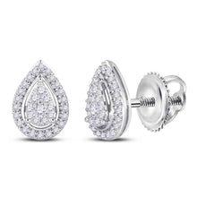  14k White Gold Womens Round Diamond Teardrop Earrings 1/2 Cttw