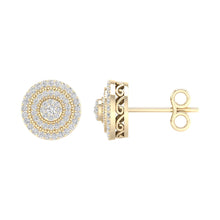  14k Yellow Gold Womens Round Diamond Cluster Earrings 1/2 Cttw