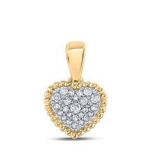  10k Yellow Gold Womens Round Diamond Heart Pendant 1/8 Cttw