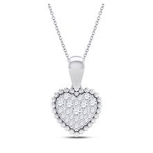  10k White Gold Womens Round Diamond Heart Pendant 1/8 Cttw