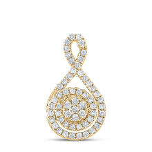  14k Yellow Gold Womens Round Diamond Cluster Pendant 1/4 Cttw