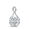14k White Gold Womens Round Diamond Cluster Pendant 1/4 Cttw