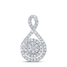  14k White Gold Womens Round Diamond Cluster Pendant 1/4 Cttw