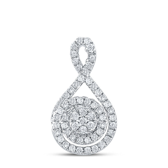 14k White Gold Womens Round Diamond Cluster Pendant 1/4 Cttw