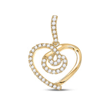  14k Yellow Gold Womens Round Diamond Heart Pendant 1/5 Cttw