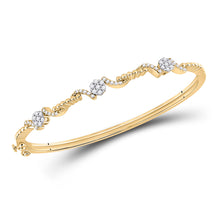  14k Yellow Gold Womens Round Diamond Bangle Bracelet 1/2 Cttw