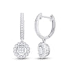 14k White Gold Womens Round Diamond Hoop Circle Dangle Earrings 1/2 Cttw