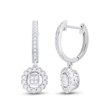  14k White Gold Womens Round Diamond Hoop Circle Dangle Earrings 1/2 Cttw