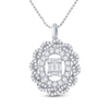 14k White Gold Womens Baguette Diamond Oval Pendant 1 Cttw