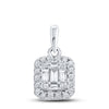 14k White Gold Womens Baguette Diamond Cluster Pendant 1/4 Cttw