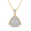 10k Yellow Gold Mens Round Diamond All-Seeing Eye Triangle Charm Pendant 3/4 Cttw