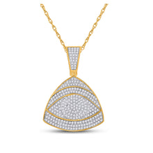 10k Yellow Gold Mens Round Diamond All-Seeing Eye Triangle Charm Pendant 3/4 Cttw