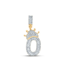  10k Yellow Gold Mens Baguette Diamond Number 0 Crown Charm Pendant 3/4 Cttw