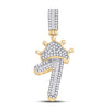 10k Yellow Gold Mens Baguette Diamond Number 1 Crown Charm Pendant 1/2 Cttw