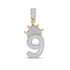 10k Yellow Gold Mens Round Diamond Number 9 Crown Charm Pendant 3/4 Cttw