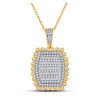 10k Yellow Gold Mens Round Diamond Pillow Cushion Charm Pendant 2-1/3 Cttw