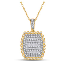  10k Yellow Gold Mens Round Diamond Pillow Cushion Charm Pendant 2-1/3 Cttw