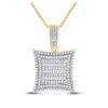 10k Yellow Gold Mens Baguette Diamond Square Kite Charm Pendant 1-1/4 Cttw