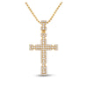 14k Yellow Gold Mens Baguette Diamond Cross Charm Pendant 1-3/8 Cttw