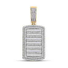  14k Yellow Gold Mens Round Diamond Dog Tag Charm Pendant 1-1/6 Cttw