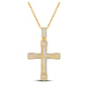 14k Yellow Gold Mens Baguette Diamond Cross Charm Pendant 2 Cttw